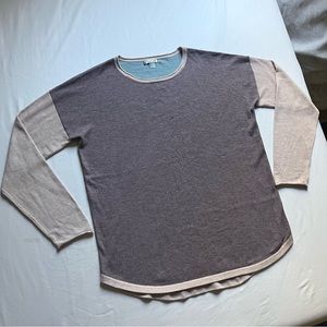 SMARTWOOL tan purple blue colorblock crew neck long sleeve pullover sweater